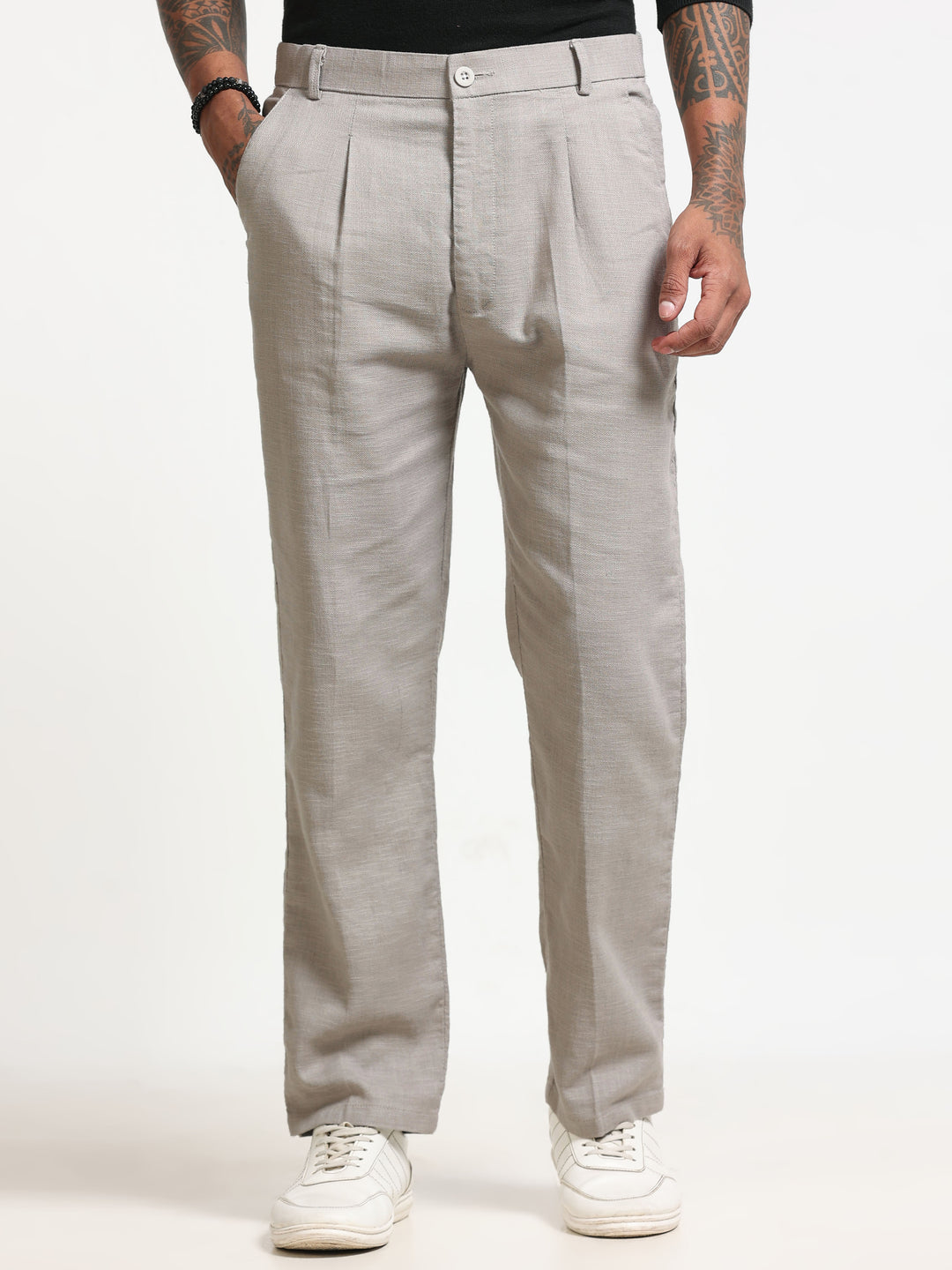 Light Grey Relaxed Fit Linen Trousers Linen Trouser Bushirt