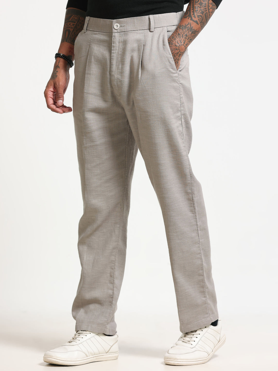 Light Grey Relaxed Fit Linen Trousers Linen Trouser Bushirt