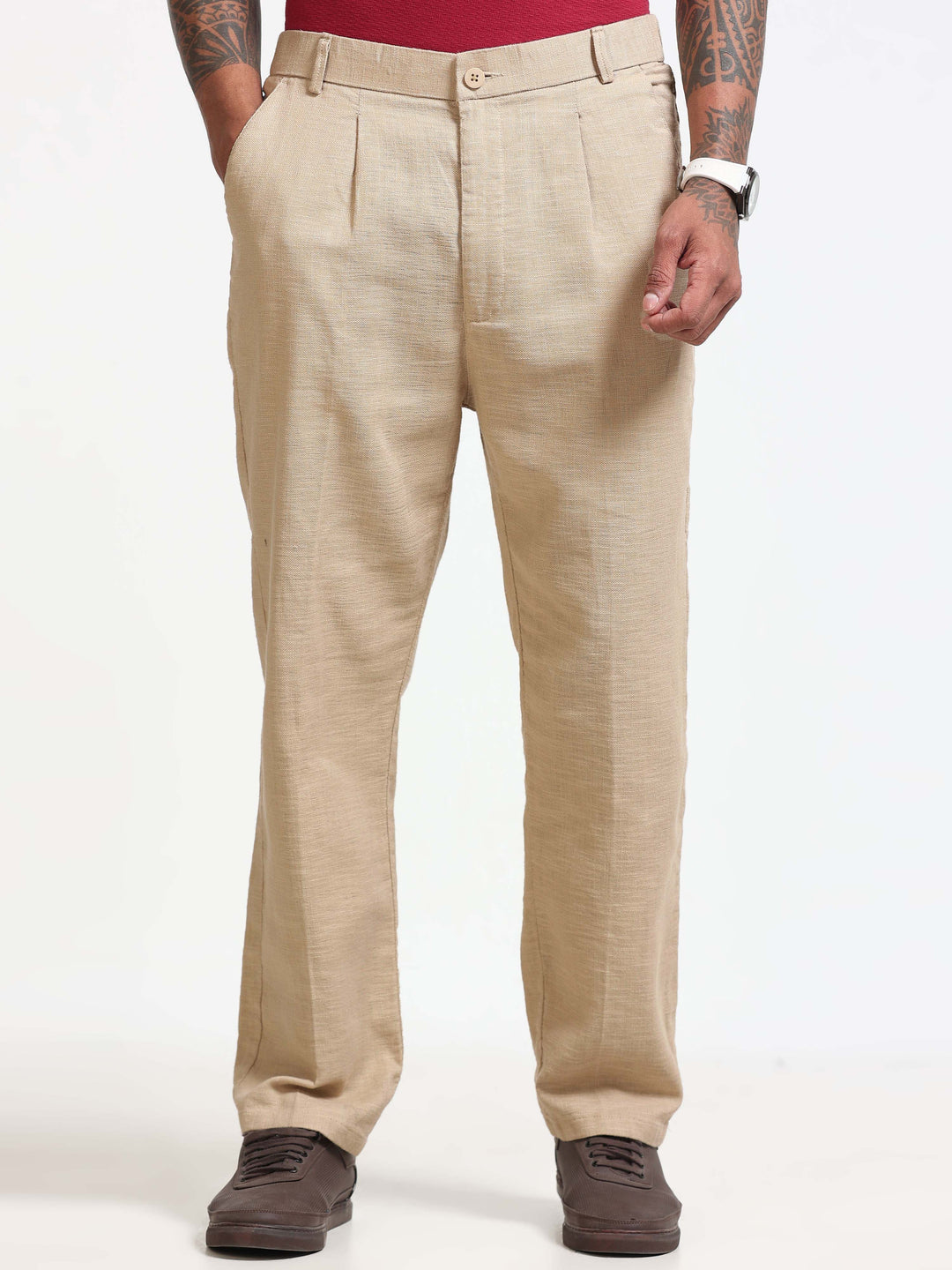 Ivory Relaxed Fit Linen Trousers Linen Trouser Bushirt