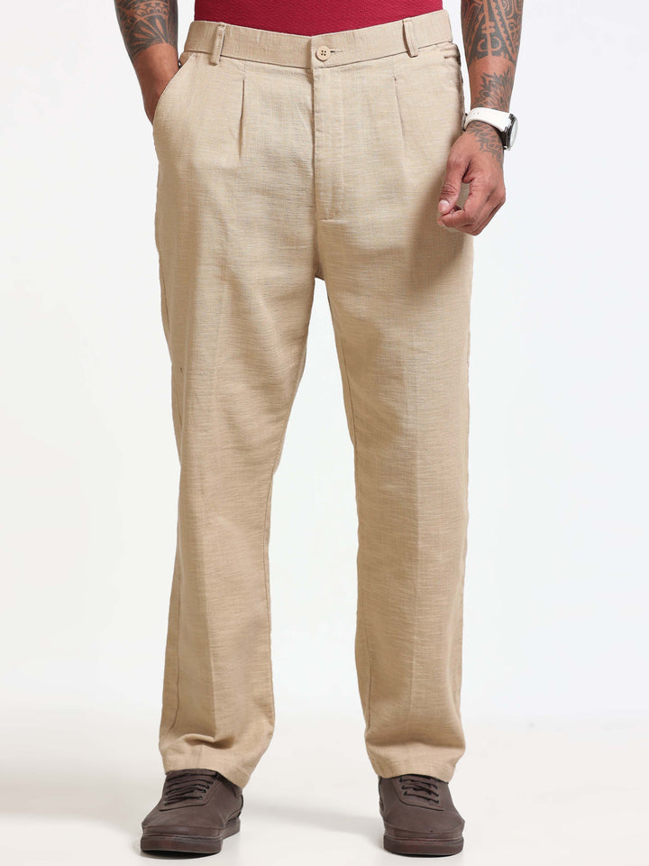 Ivory Relaxed Fit Linen Trousers Linen Trouser Bushirt
