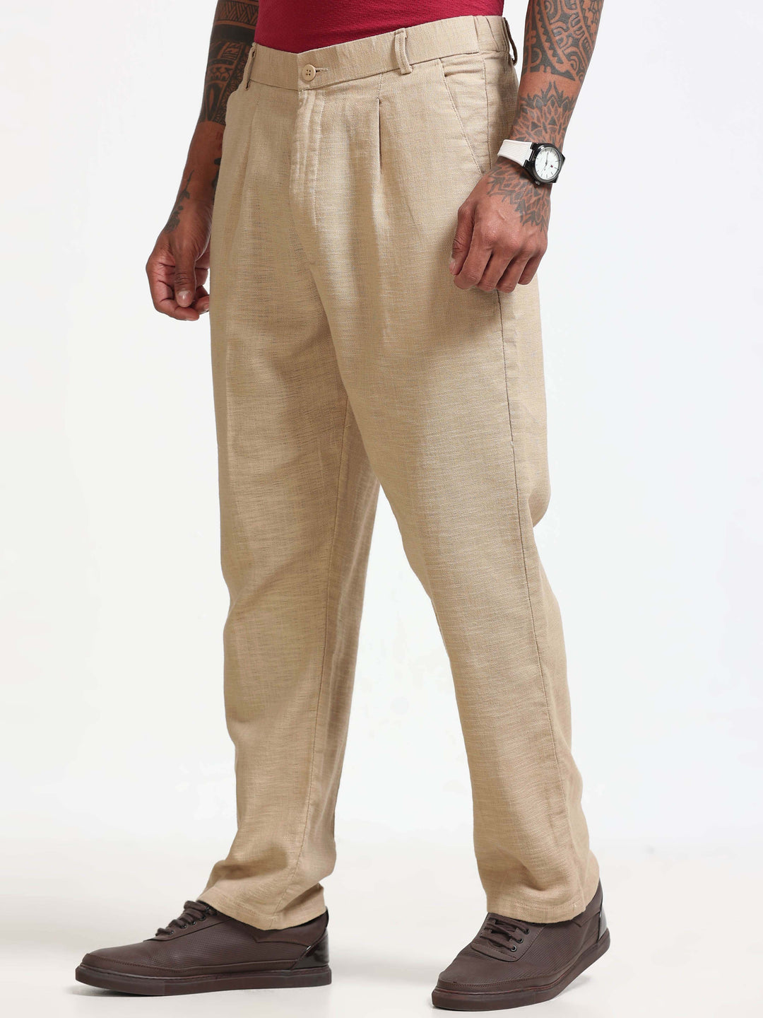 Ivory Relaxed Fit Linen Trousers Linen Trouser Bushirt