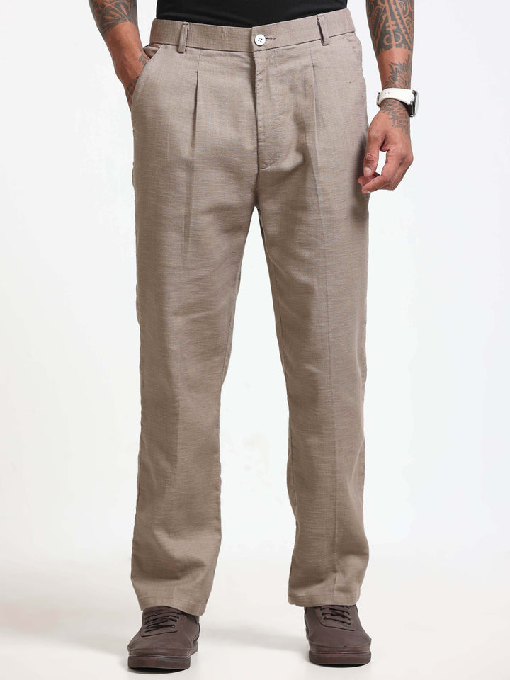 Khaki Relaxed Fit Linen Trousers Linen Trouser Bushirt