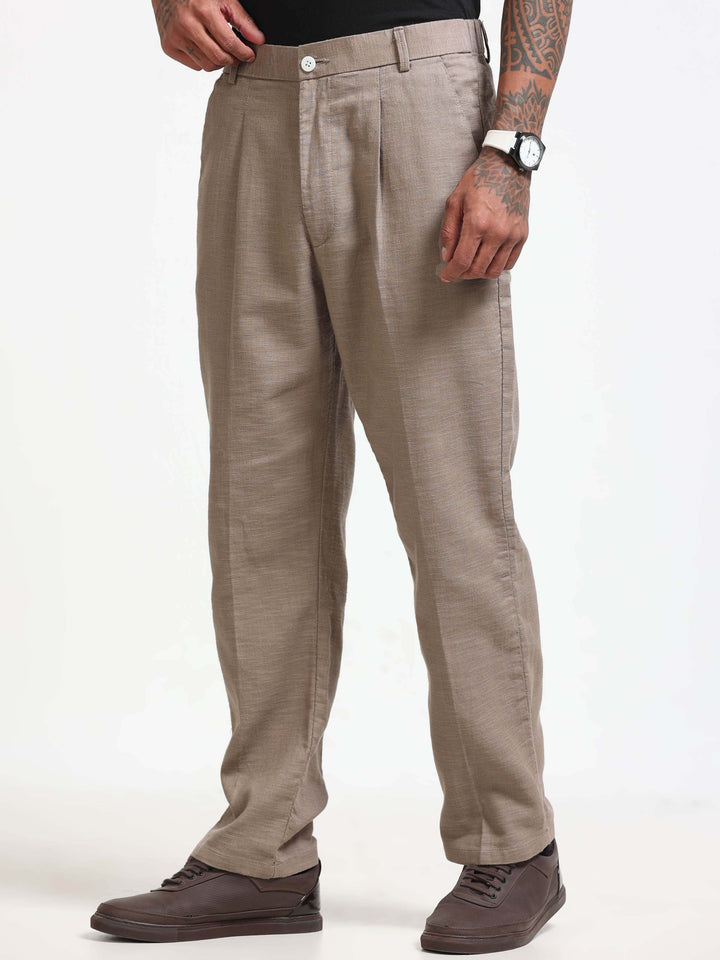 Khaki Relaxed Fit Linen Trousers Linen Trouser Bushirt