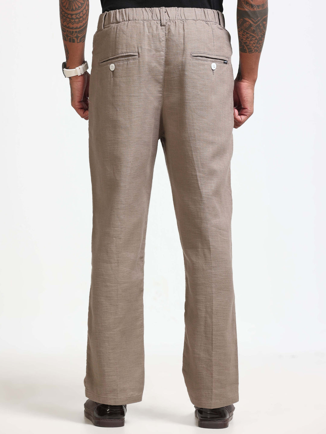 Khaki Relaxed Fit Linen Trousers Linen Trouser Bushirt