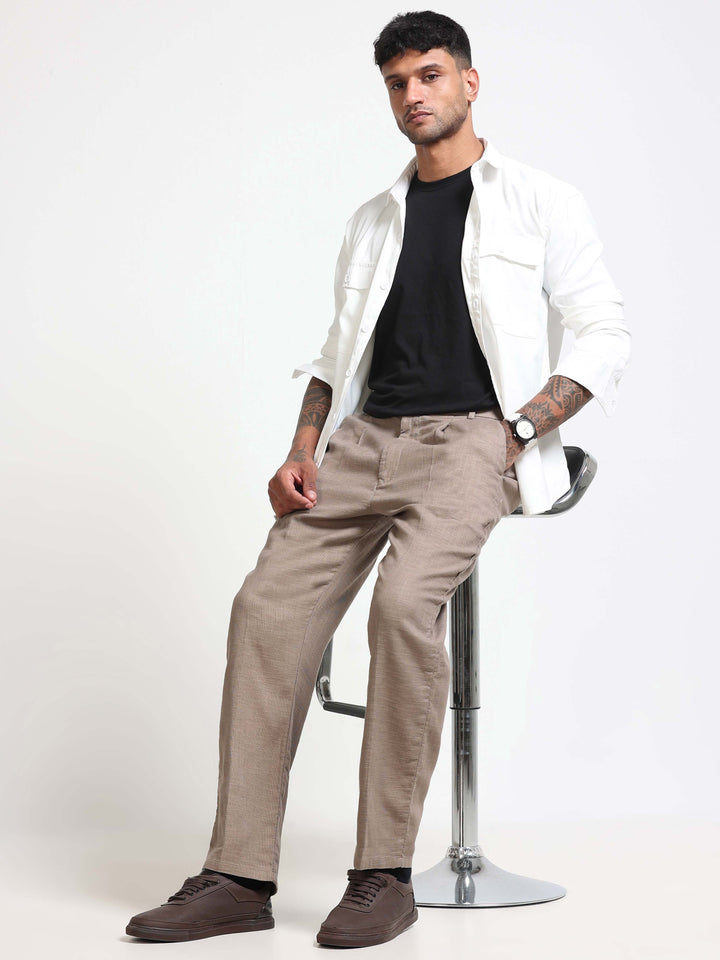 Khaki Relaxed Fit Linen Trousers Linen Trouser Bushirt
