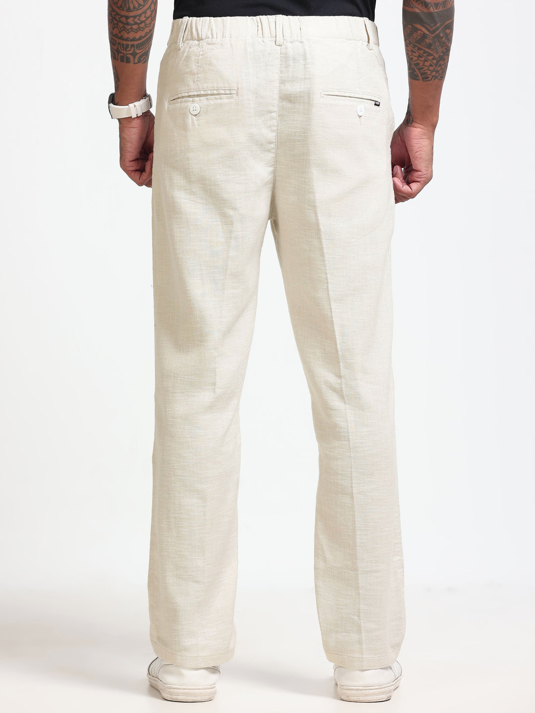 Cream Relaxed Fit Linen Trousers Linen Trouser Bushirt