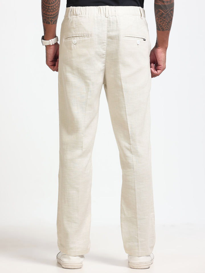 Cream Relaxed Fit Linen Trousers Linen Trouser Bushirt
