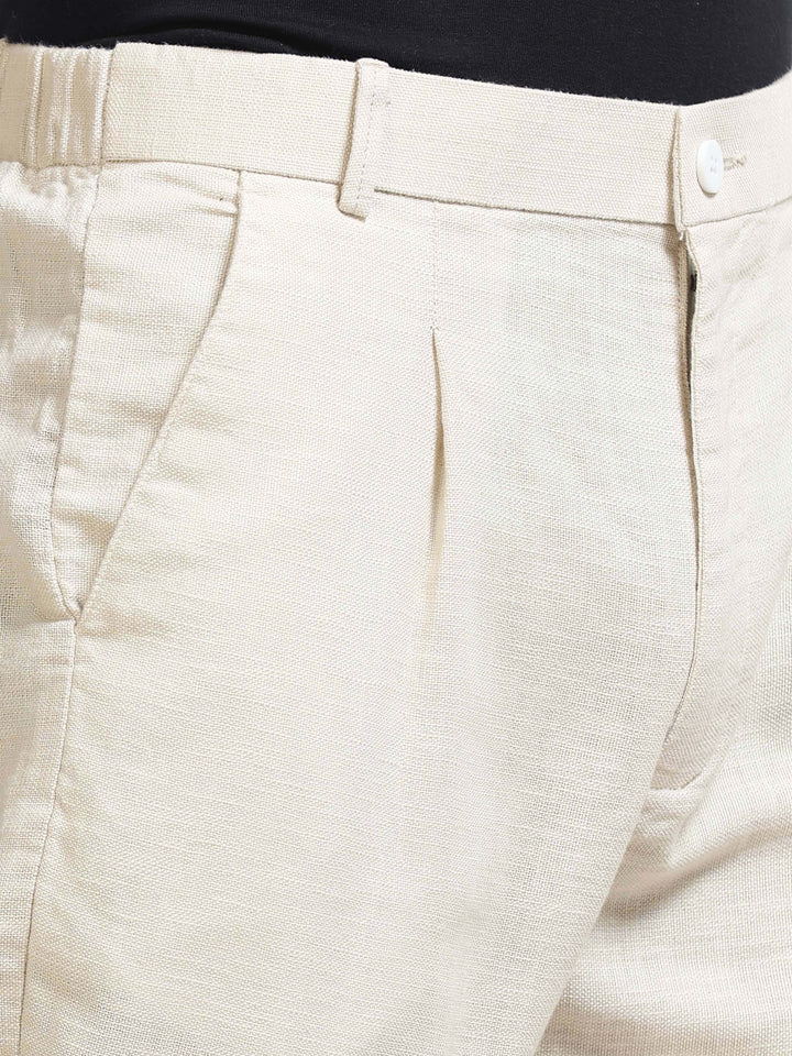Cream Relaxed Fit Linen Trousers Linen Trouser Bushirt