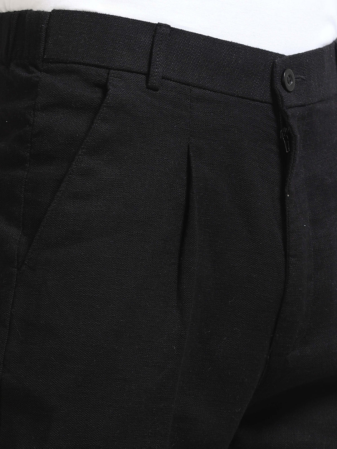 Black Relaxed Fit Linen Trousers Linen Trouser Bushirtin