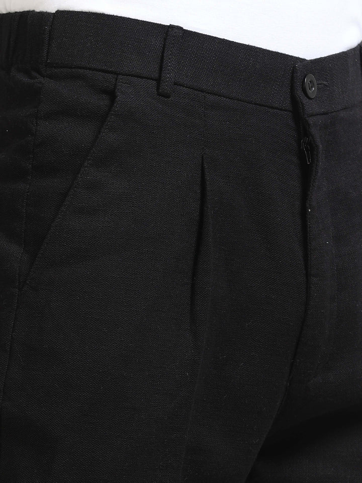 Black Relaxed Fit Linen Trousers Linen Trouser Bushirtin