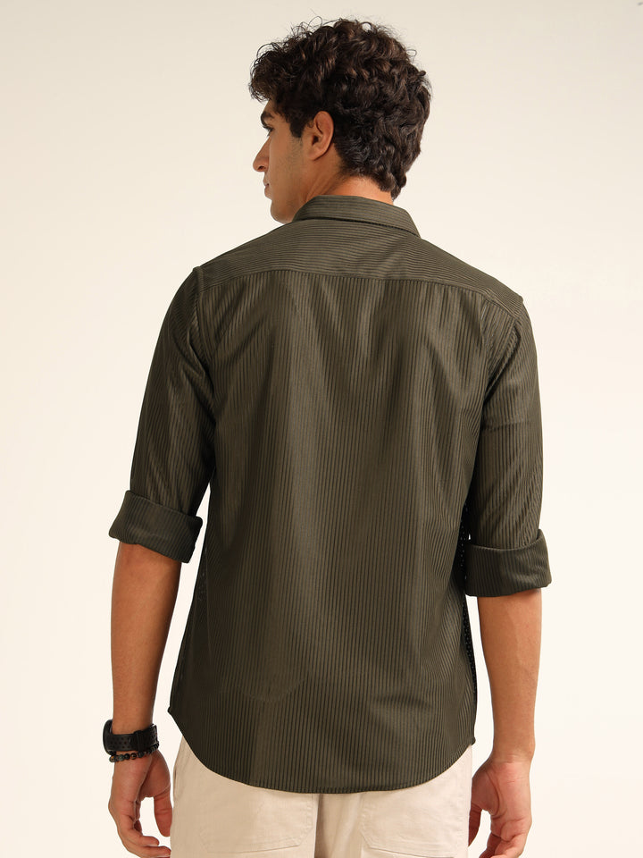 Moss Green Regular Fit Corduroy Shirt corduroy Shirt Bushirt