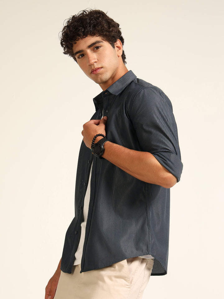 Smoke Grey Regular Fit Corduroy Shirt corduroy Shirt Bushirt