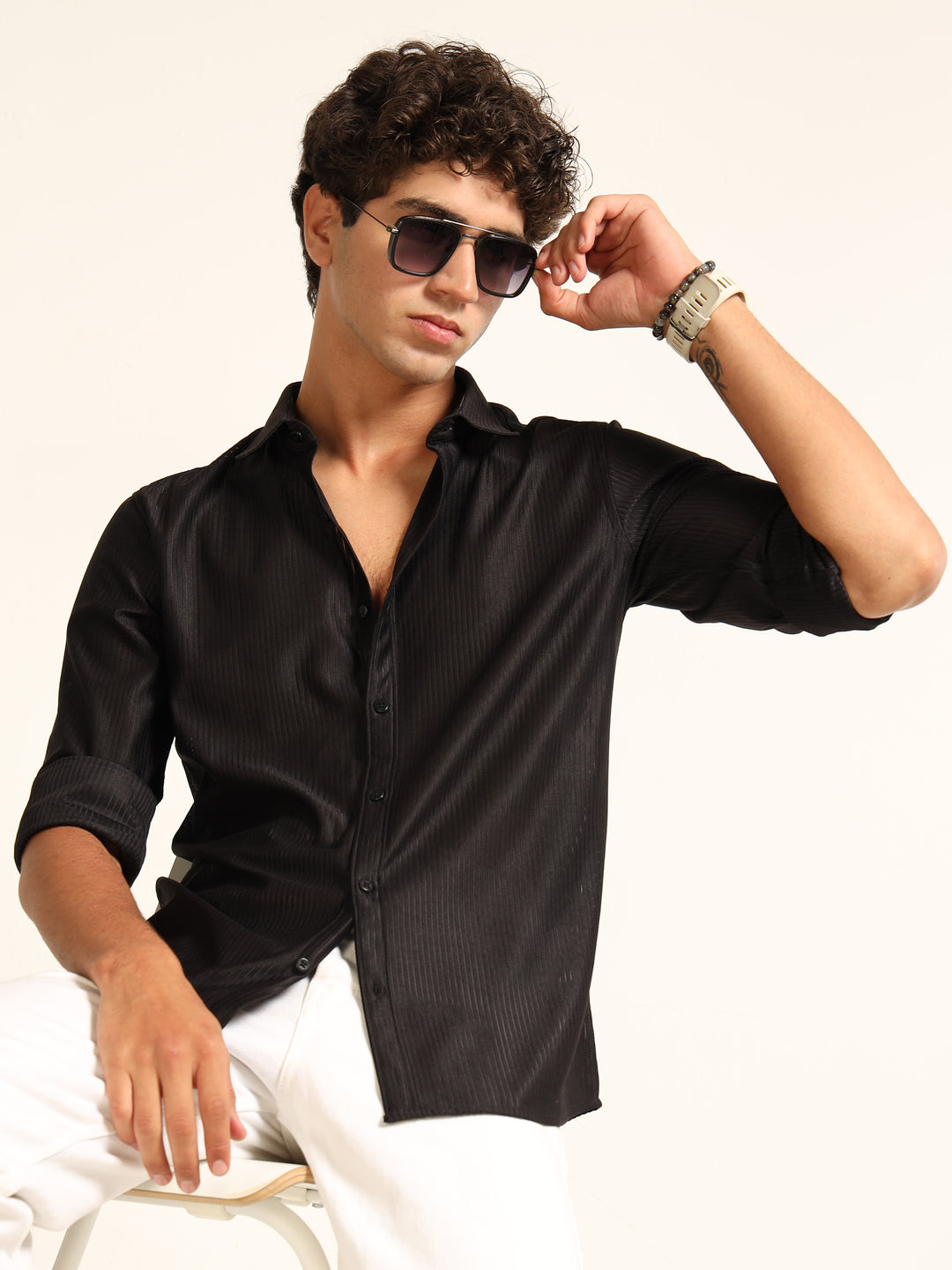 Black Regular Fit Corduroy Shirt corduroy Shirt Bushirt
