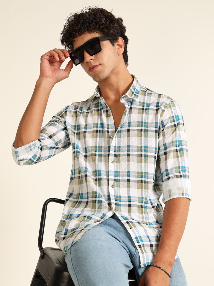 Blue Regular Fit Check Shirt