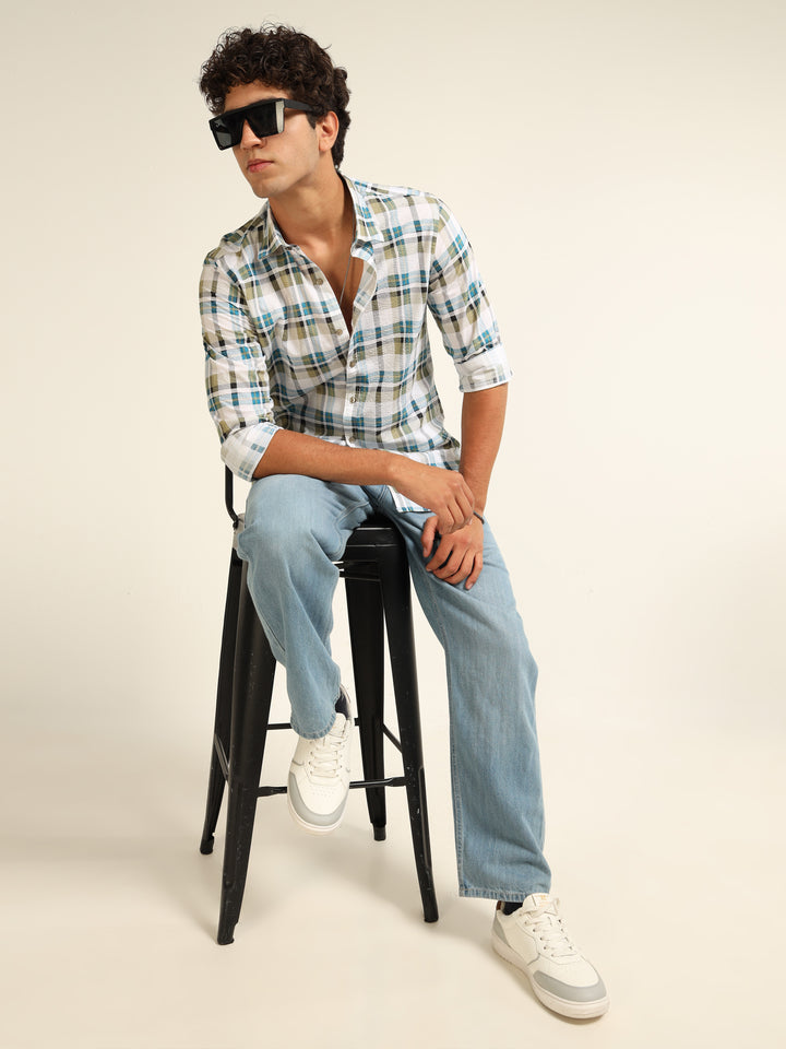 Blue Regular Fit Check Shirt