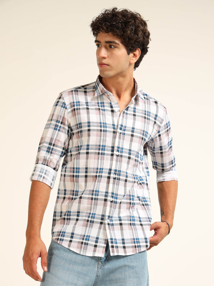 Pink Regular Fit Check Shirt