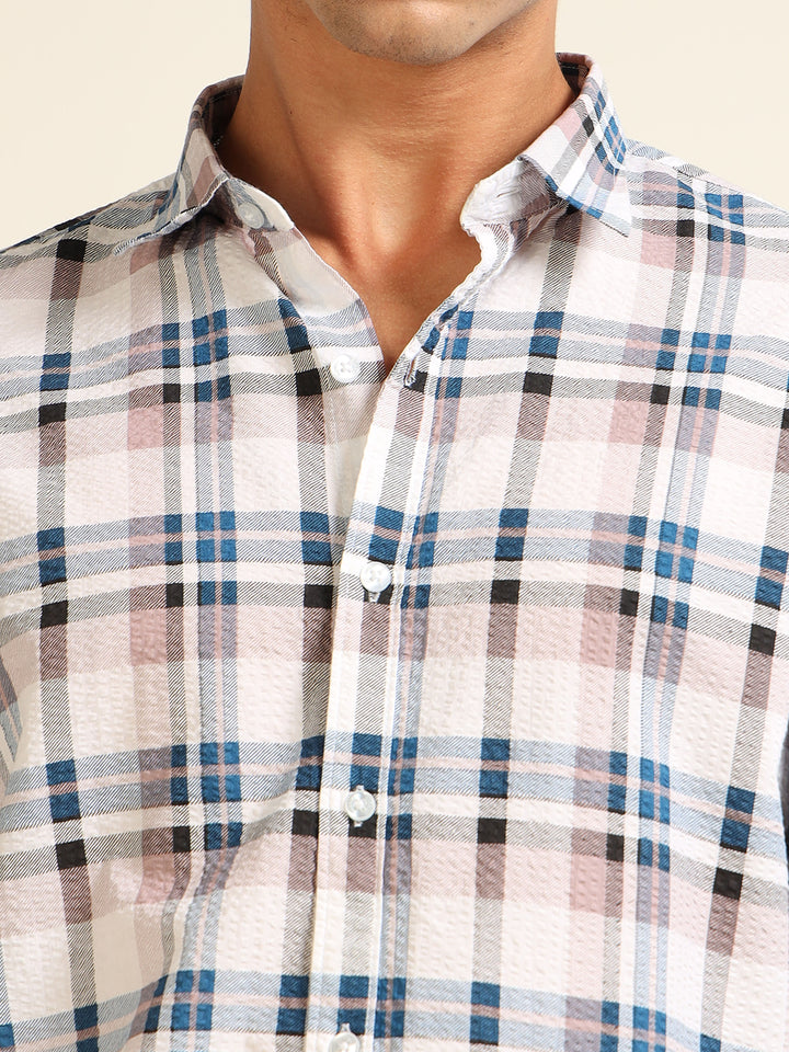 Pink Regular Fit Check Shirt