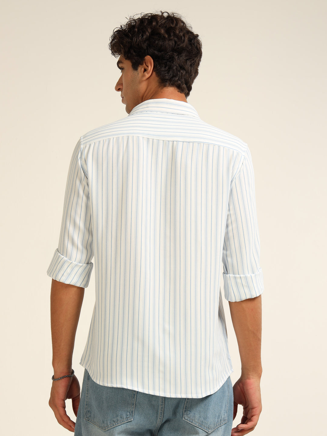 Blue Regular Fit Stripe Shirt