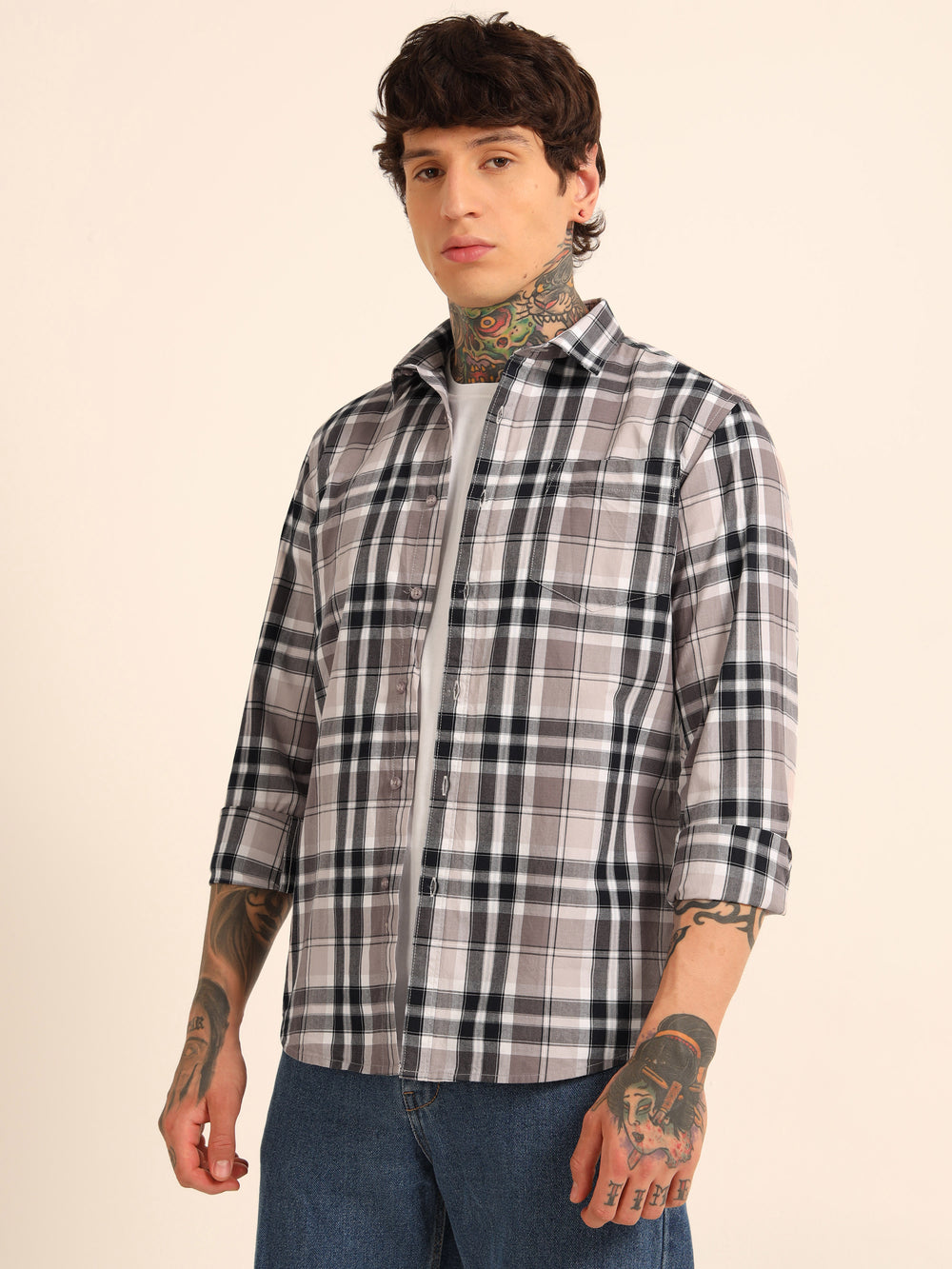 Mauve Regular Fit Check Shirt Checks Shirt Bushirt