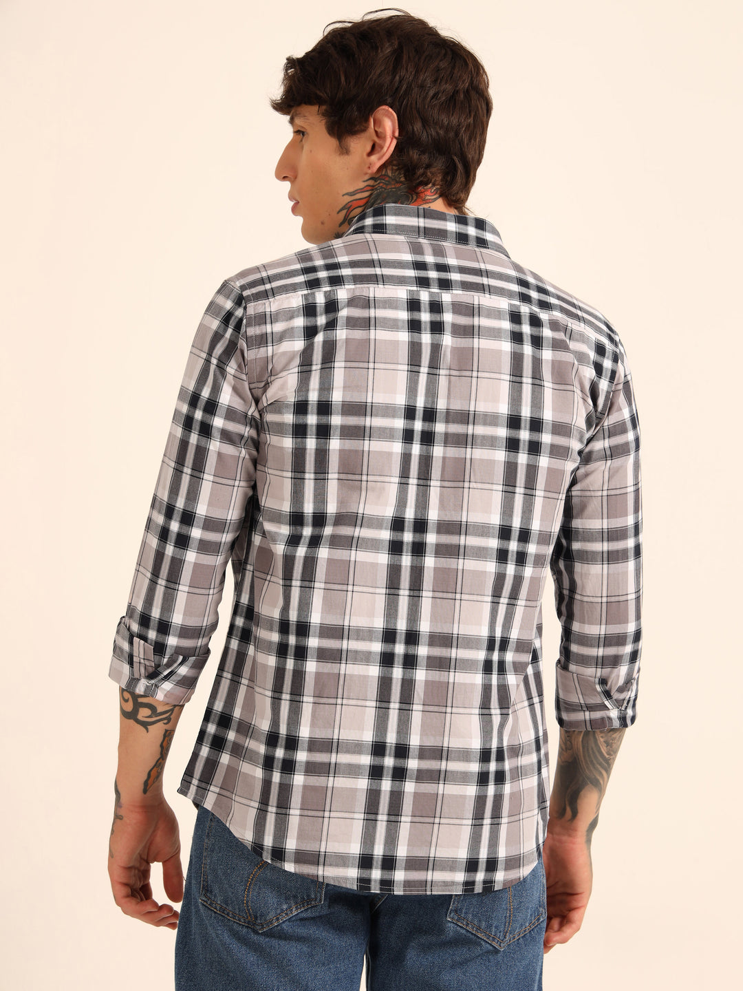 Mauve Regular Fit Check Shirt Checks Shirt Bushirt