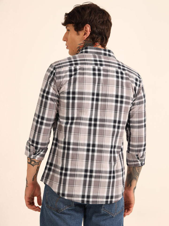 Mauve Regular Fit Check Shirt Checks Shirt Bushirt