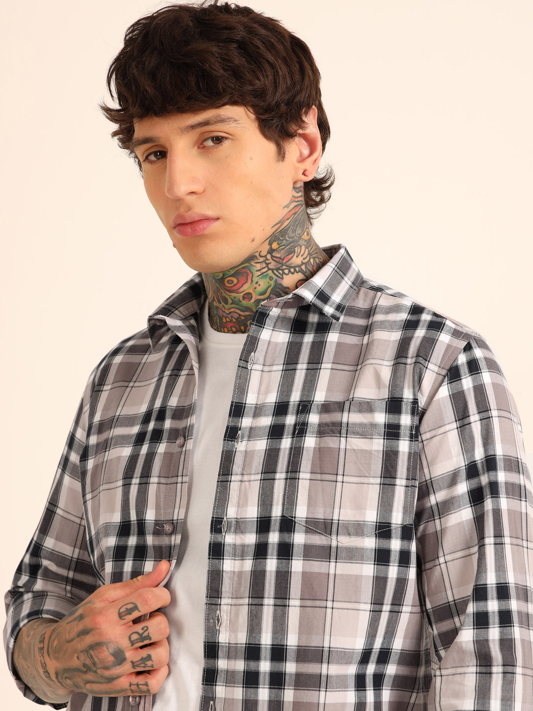 Mauve Regular Fit Check Shirt Checks Shirt Bushirt