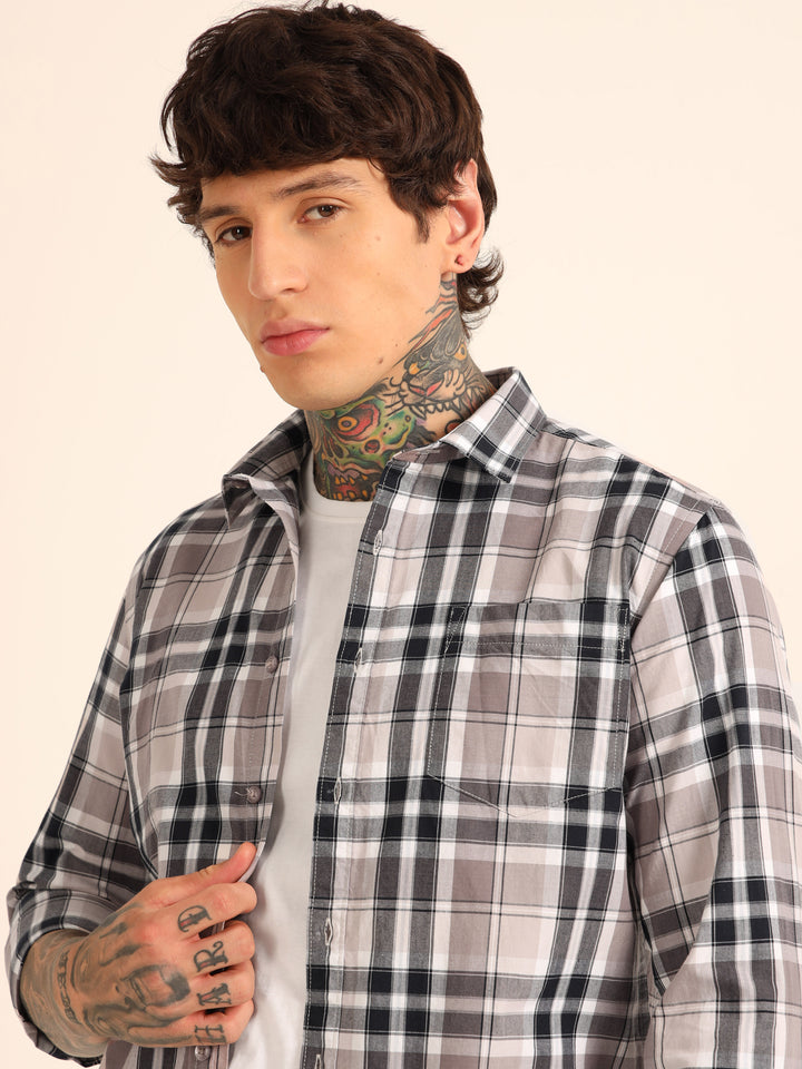 Mauve Regular Fit Check Shirt Checks Shirt Bushirt