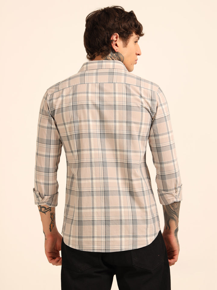 Light Mauve Regular Fit Check Shirt Checks Shirt Bushirt
