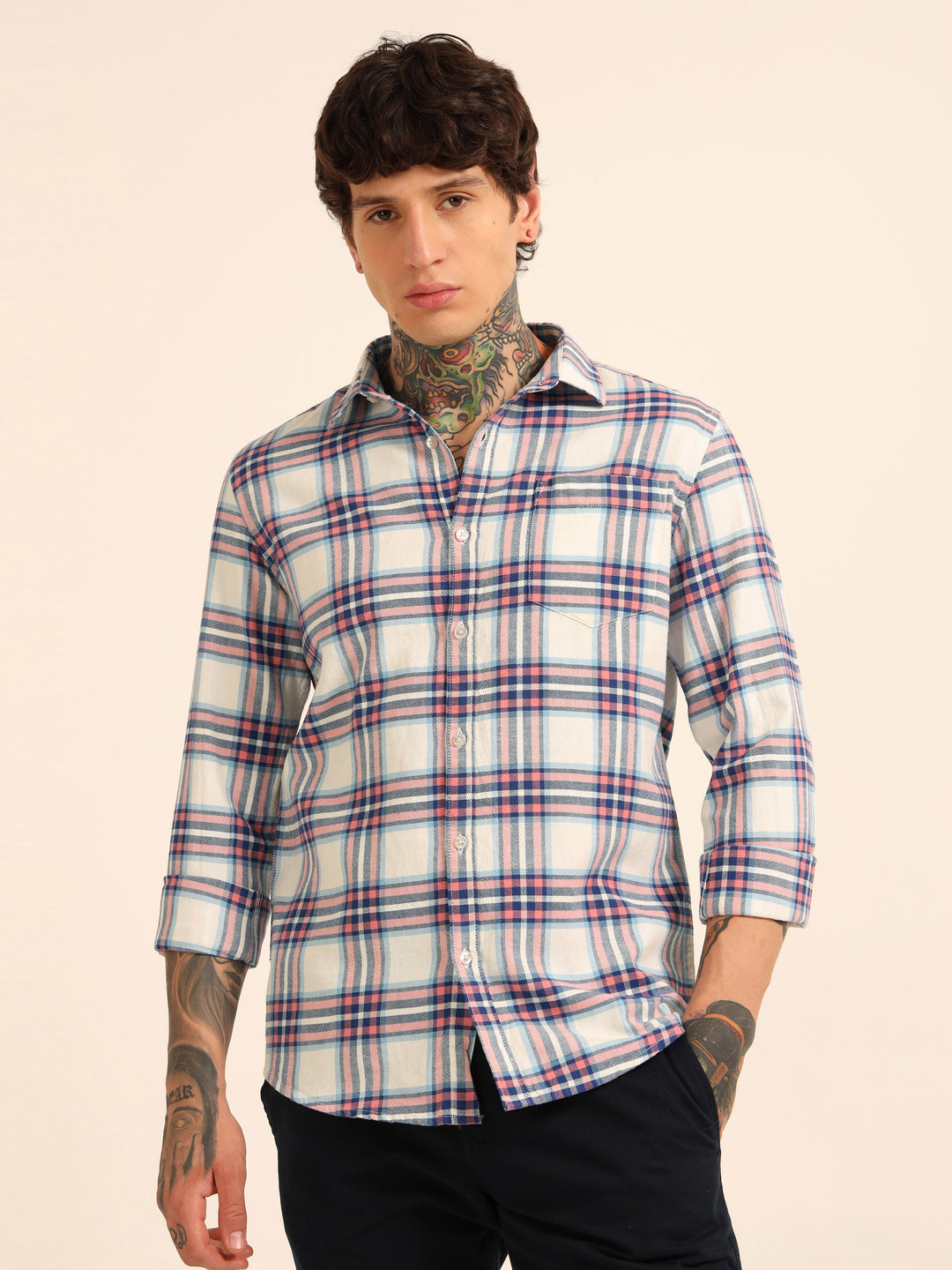 Blue Regular Fit Check Shirt Checks Shirt Bushirtin