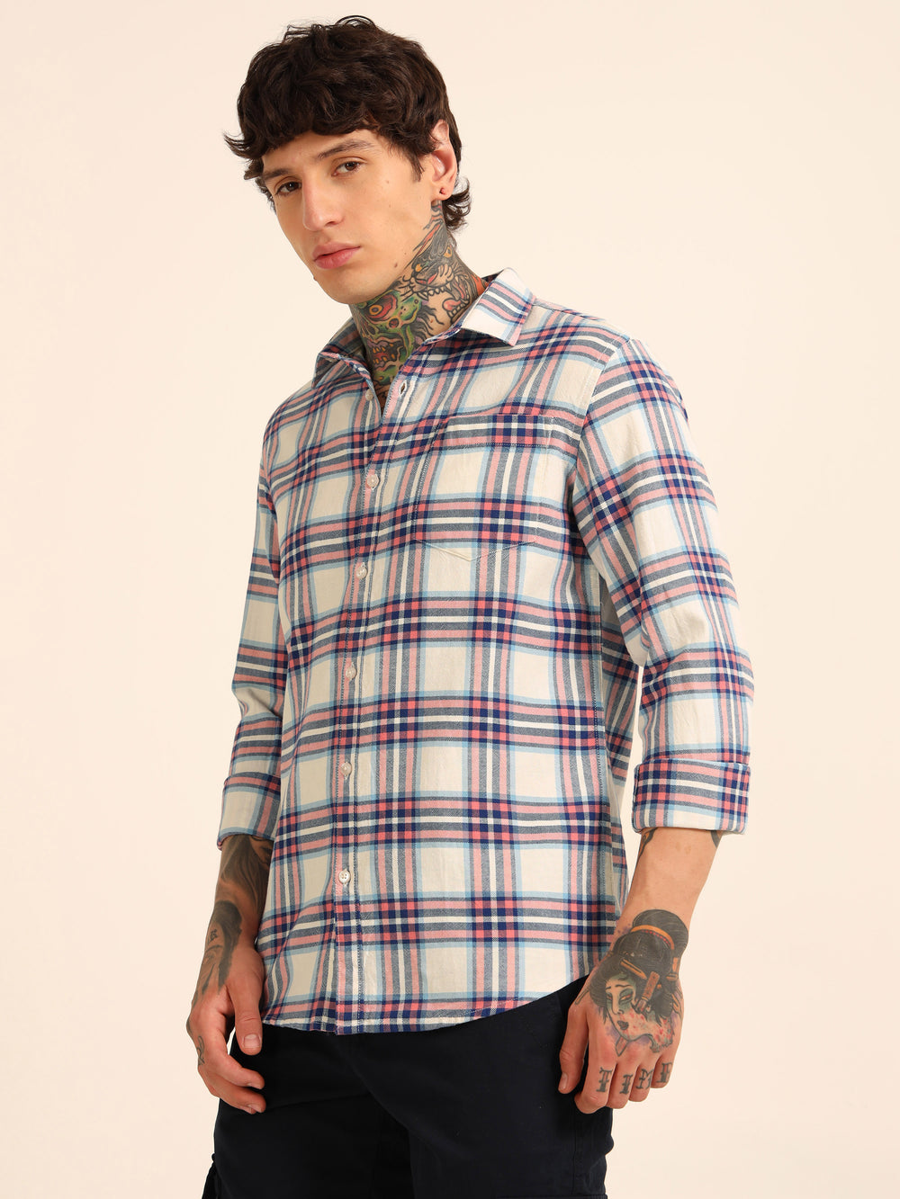 Blue Regular Fit Check Shirt Checks Shirt Bushirtin