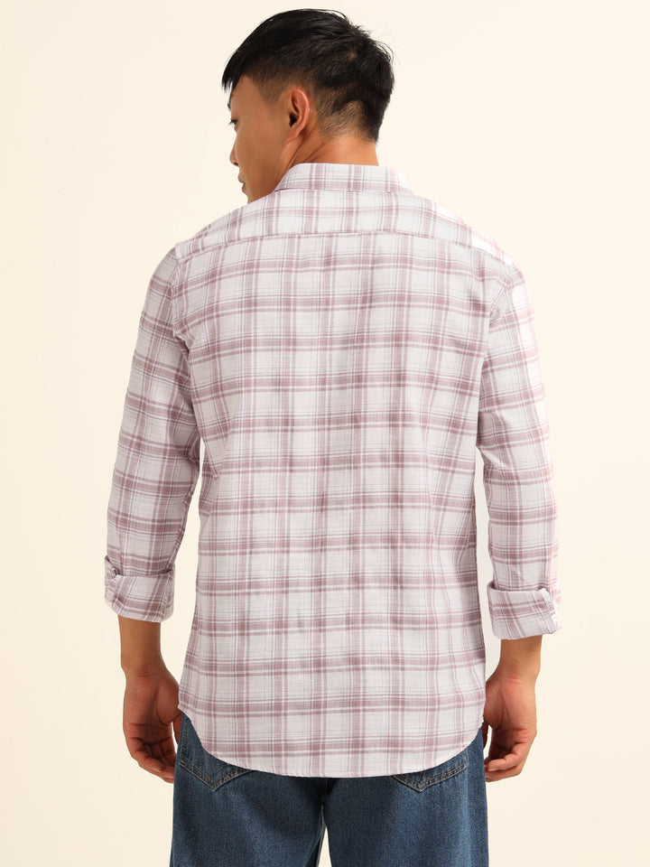 Light Taupe Regular Fit Check Shirt Checks Shirt Bushirt