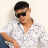 lavender blue Regular Fit Printed Shirt Printed Shirt Bushirt