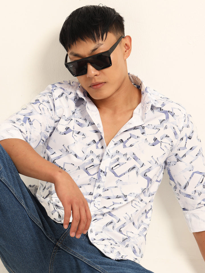 lavender blue Shirt Printed Shirt Bushirt