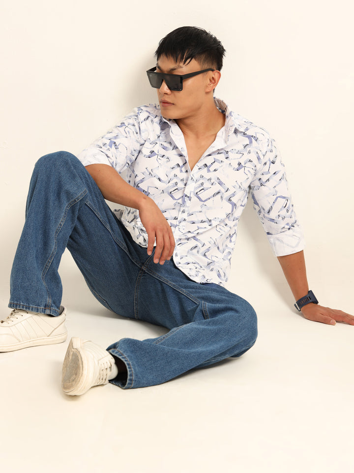 lavender blue Shirt Printed Shirt Bushirt