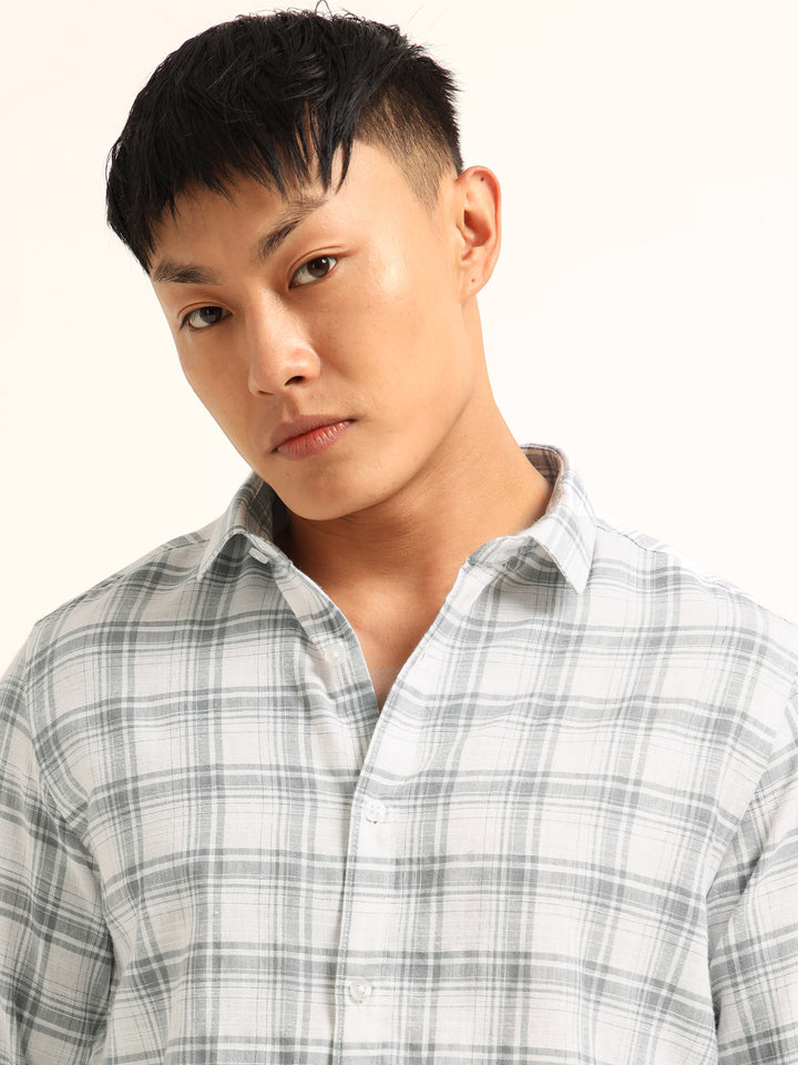 Blue Regular Fit Check Shirt Checks Shirt Bushirt