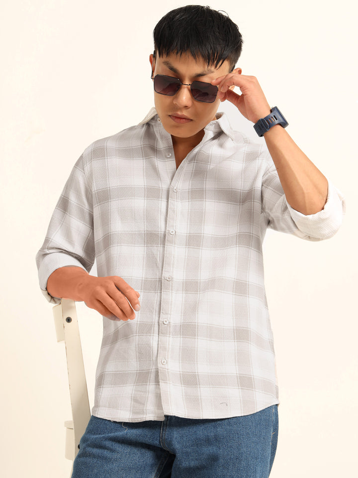 Light Brown Regular Fit Check Shirt Checks Shirt Bushirt