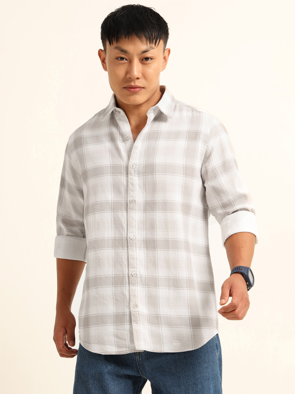 Light Brown Regular Fit Check Shirt Checks Shirt Bushirt