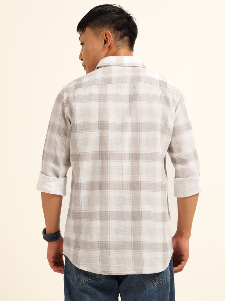Light Brown Regular Fit Check Shirt Checks Shirt Bushirt