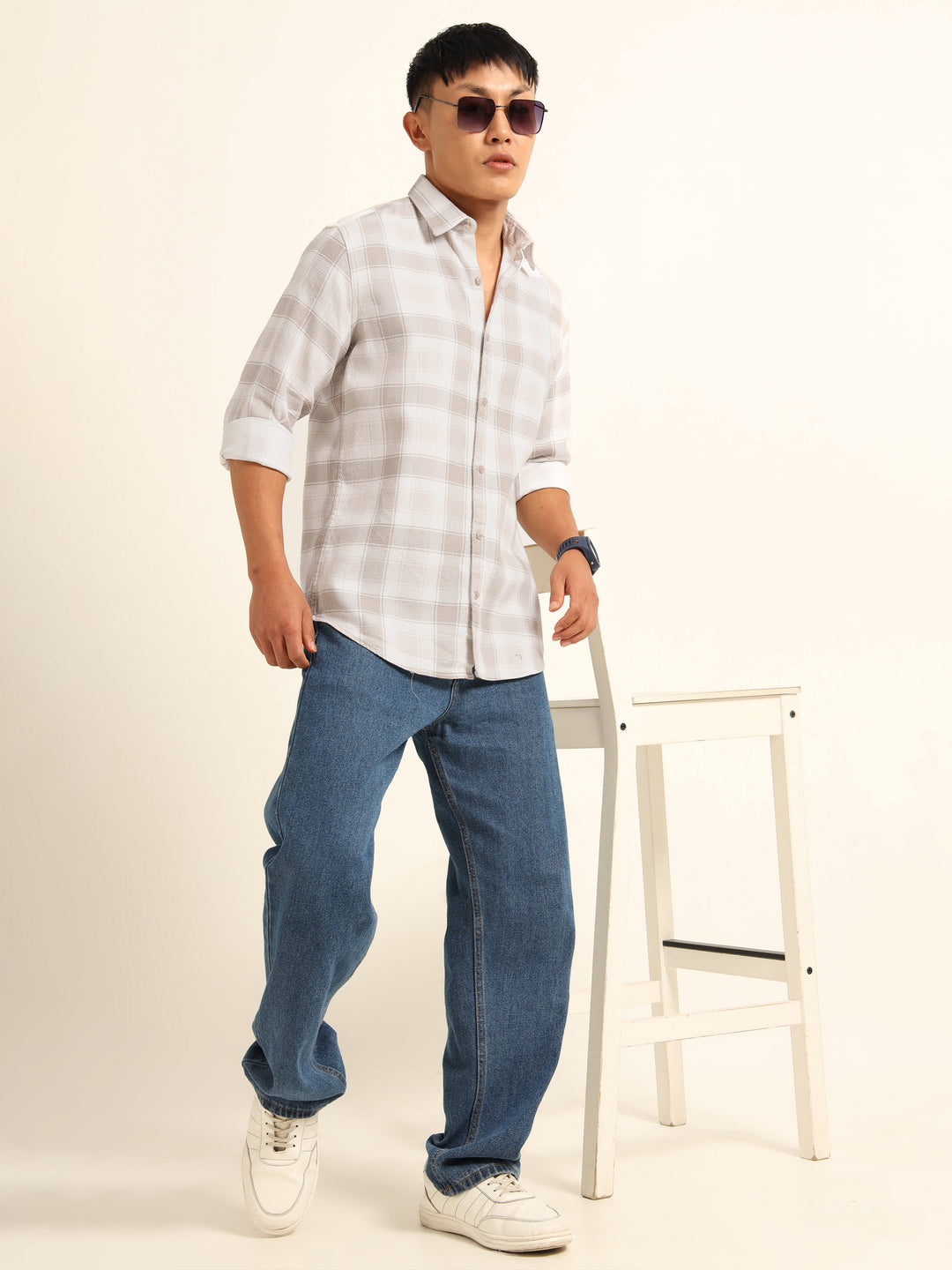 Light Brown Regular Fit Check Shirt Checks Shirt Bushirt