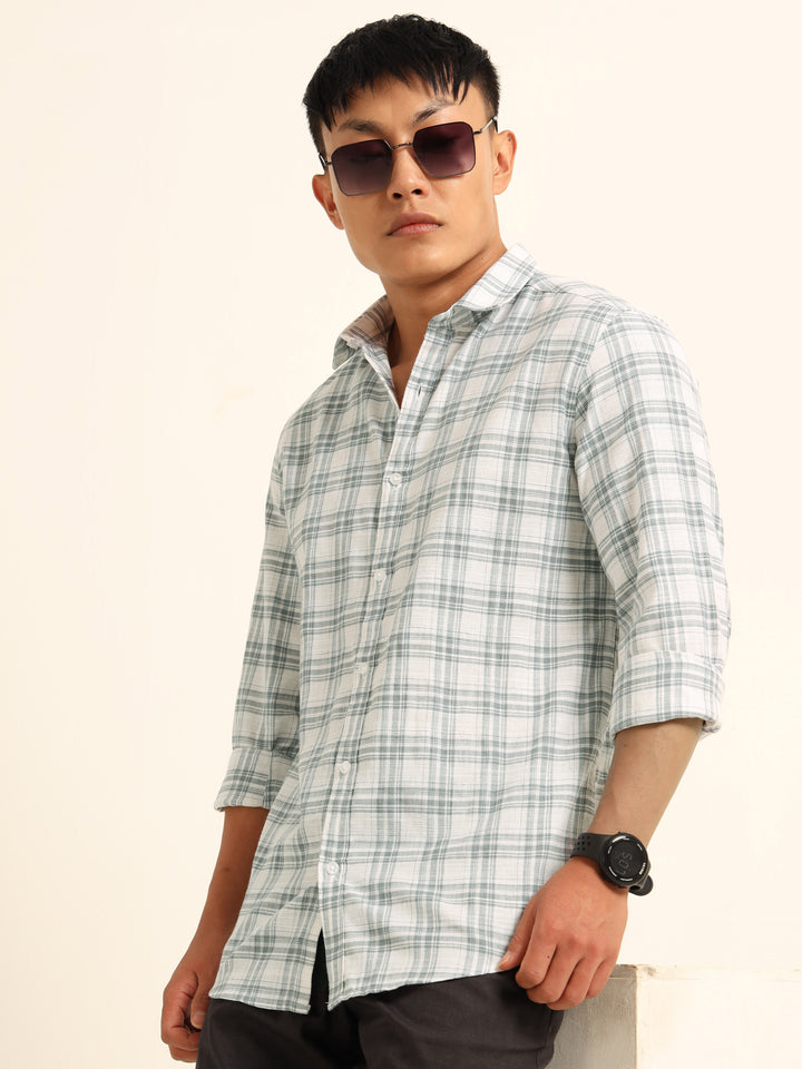 Light Blue Regular Fit Check Shirt Checks Shirt Bushirt
