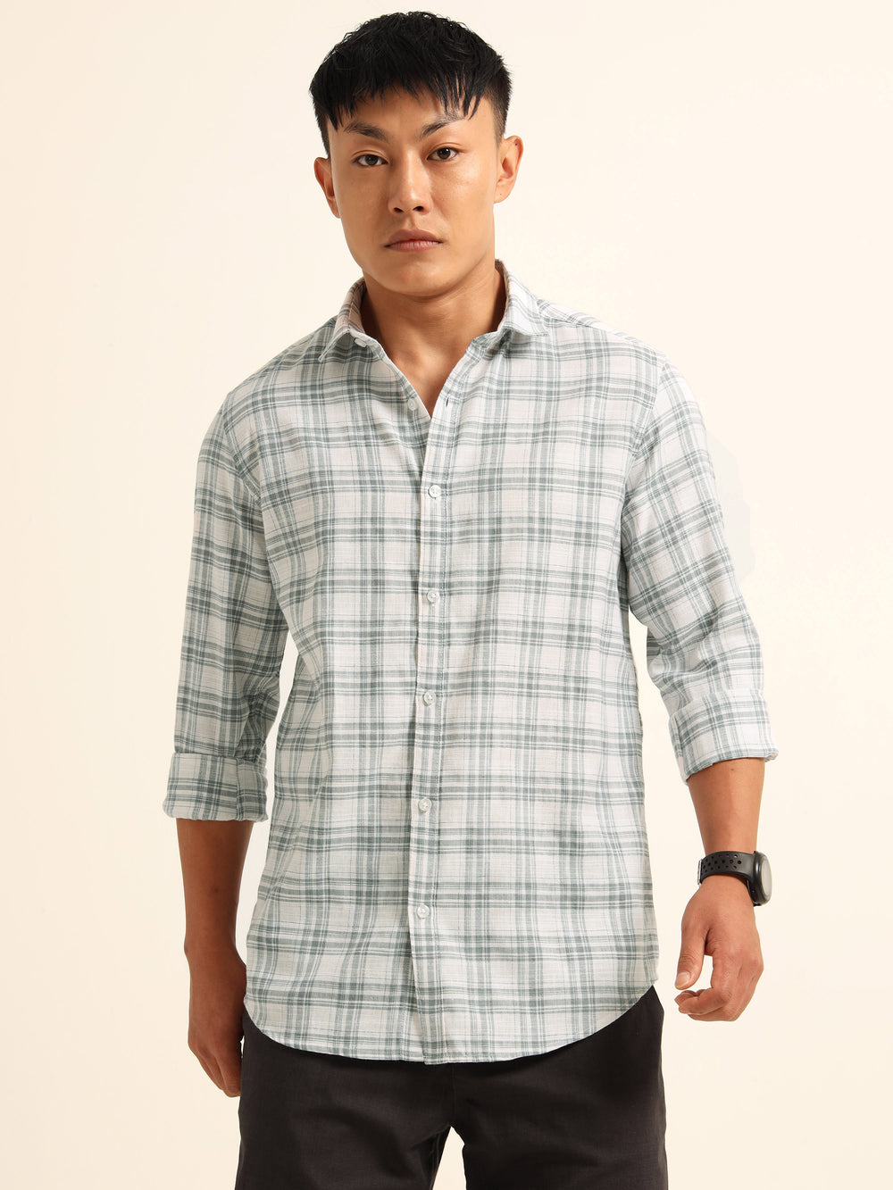 Light Blue Regular Fit Check Shirt Checks Shirt Bushirt