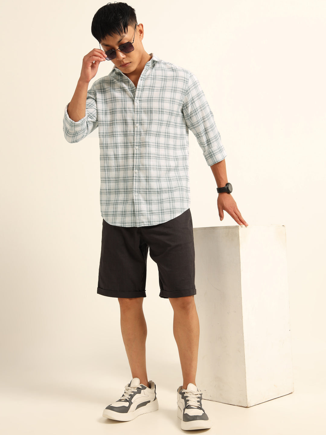 Light Blue Regular Fit Check Shirt Checks Shirt Bushirt