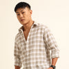 Light Brown Regular Fit Check Shirt Checks Shirt Bushirt