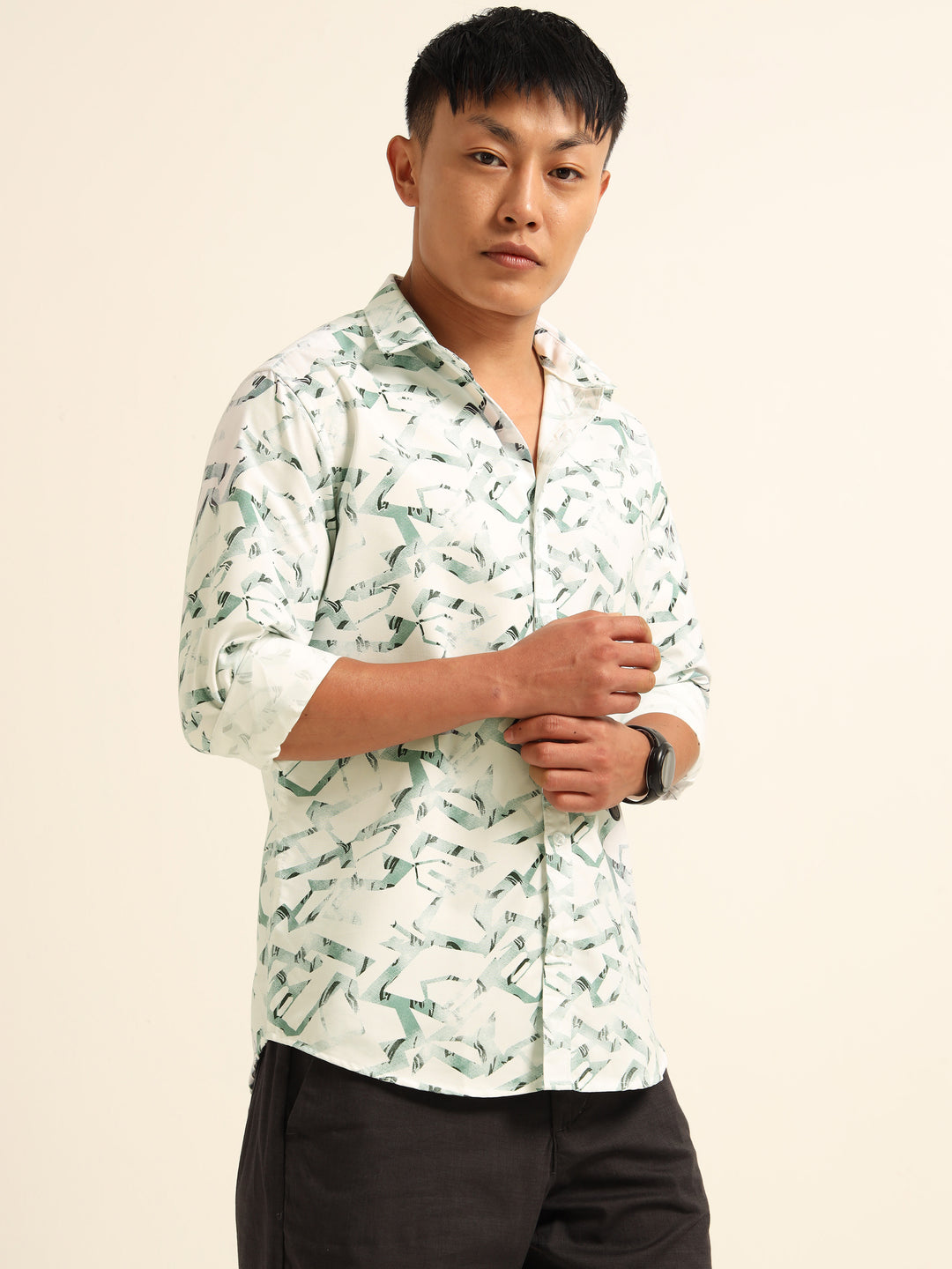 Spanish Green Shirt Printed Shirt Bushirt