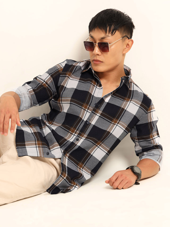 Brown Regular Fit Check Shirt Checks Shirt Bushirt
