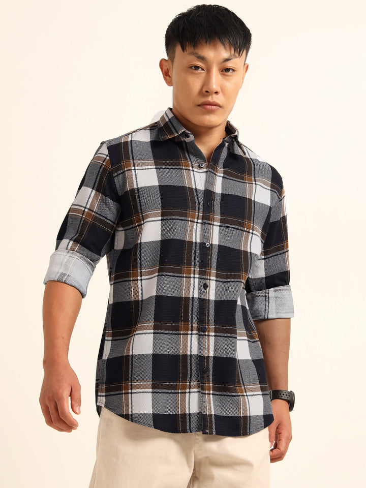 Brown Regular Fit Check Shirt Checks Shirt Bushirt