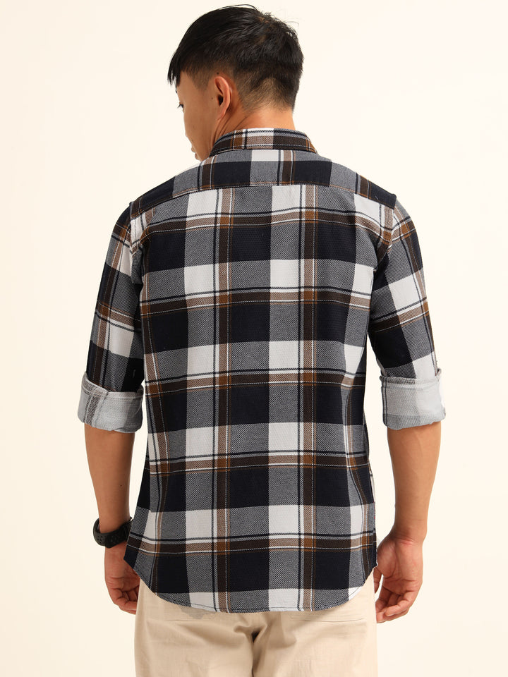 Brown Regular Fit Check Shirt Checks Shirt Bushirt