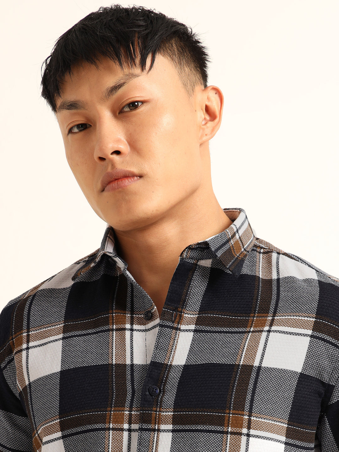 Brown Regular Fit Check Shirt Checks Shirt Bushirt