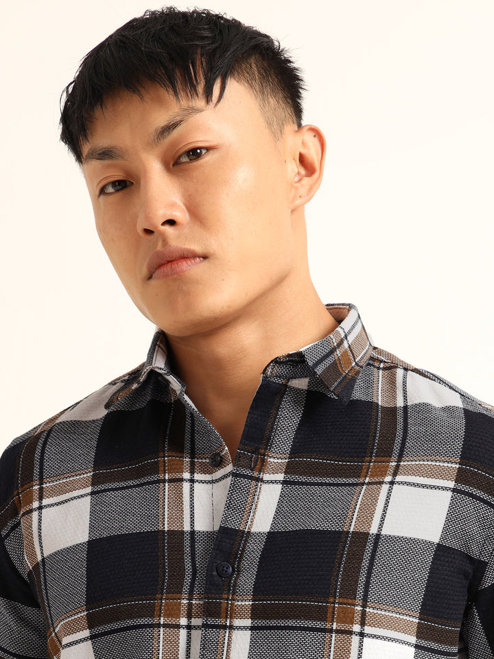 Brown Regular Fit Check Shirt Checks Shirt Bushirt
