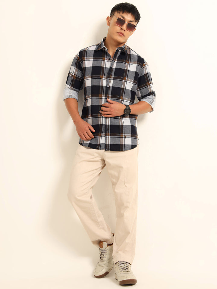 Brown Regular Fit Check Shirt Checks Shirt Bushirt